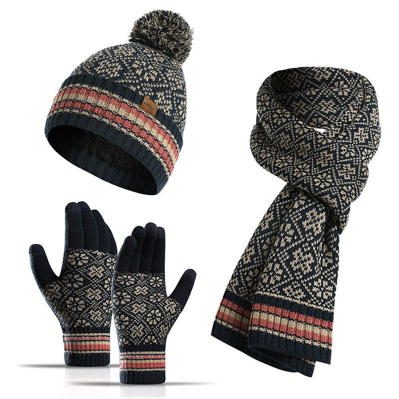 Ensemble 3 en 1 gants, bonnet et écharpe pour écran tactile - Bleu marine - Taille unique - image 15