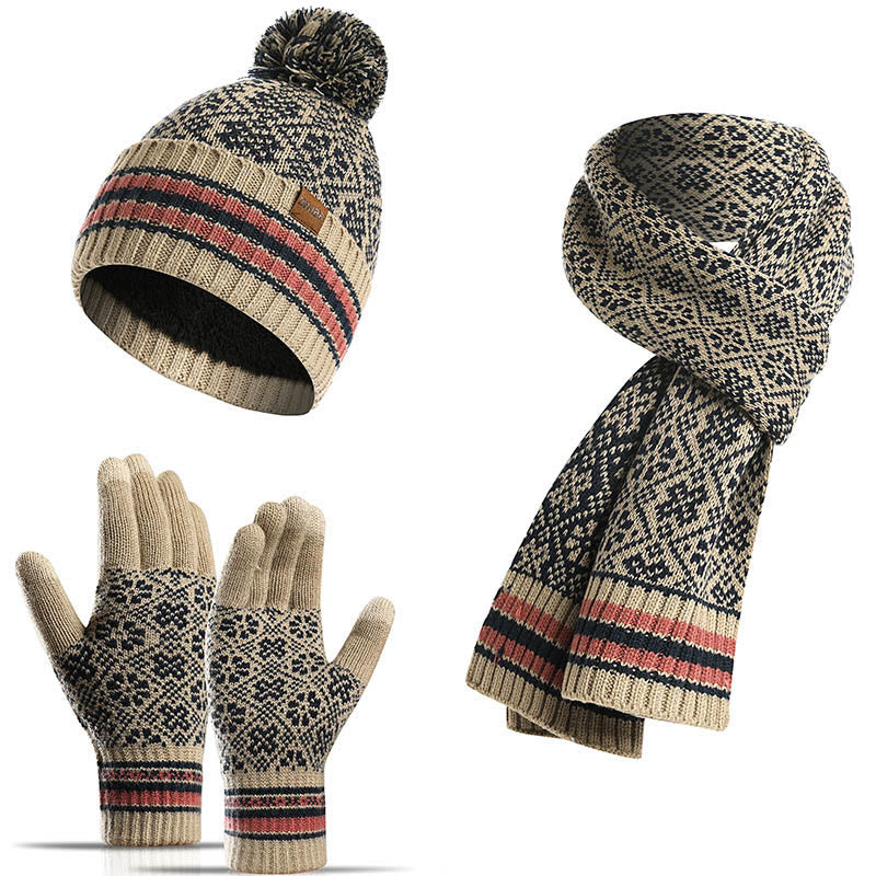 Ensemble 3 en 1 gants, bonnet et écharpe pour écran tactile - Beige - Taille unique - image 17