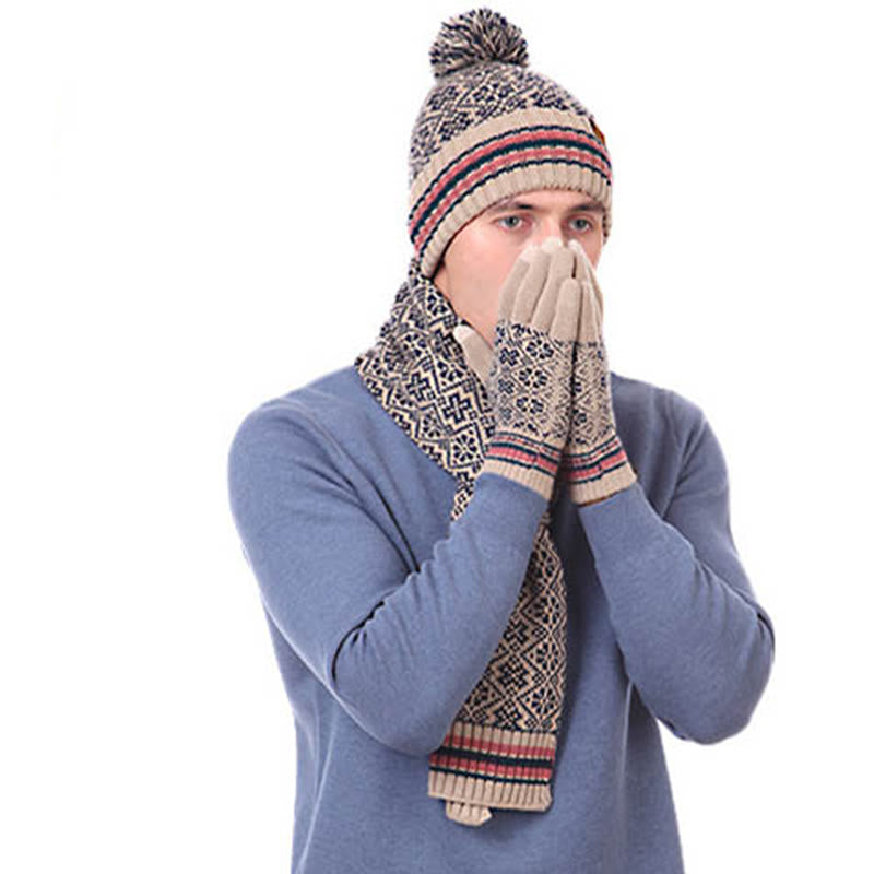 Ensemble 3 en 1 gants, bonnet et écharpe pour écran tactile