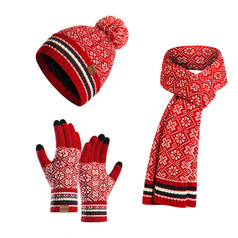 Ensemble 3 en 1 gants, bonnet et écharpe pour écran tactile - Rouge - Taille unique - image 14