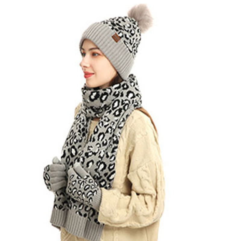 Ensemble 3 en 1 gants, bonnet et écharpe léopard - image 3