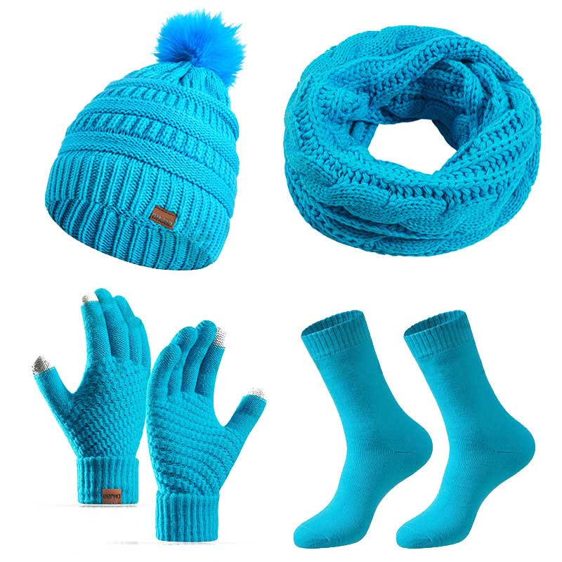 Ensemble 4 en 1 de gants, bonnet, écharpe et chaussettes classiques d'hiver