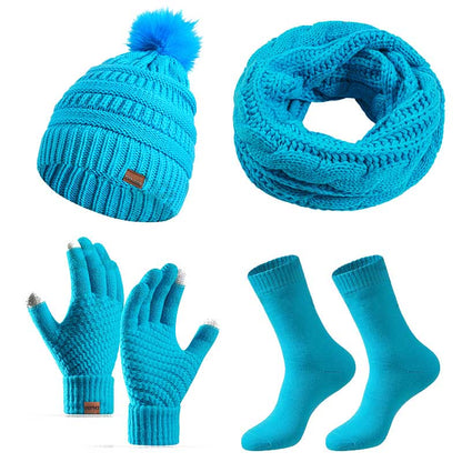 Ensemble 4 en 1 de gants, bonnet, écharpe et chaussettes classiques d'hiver