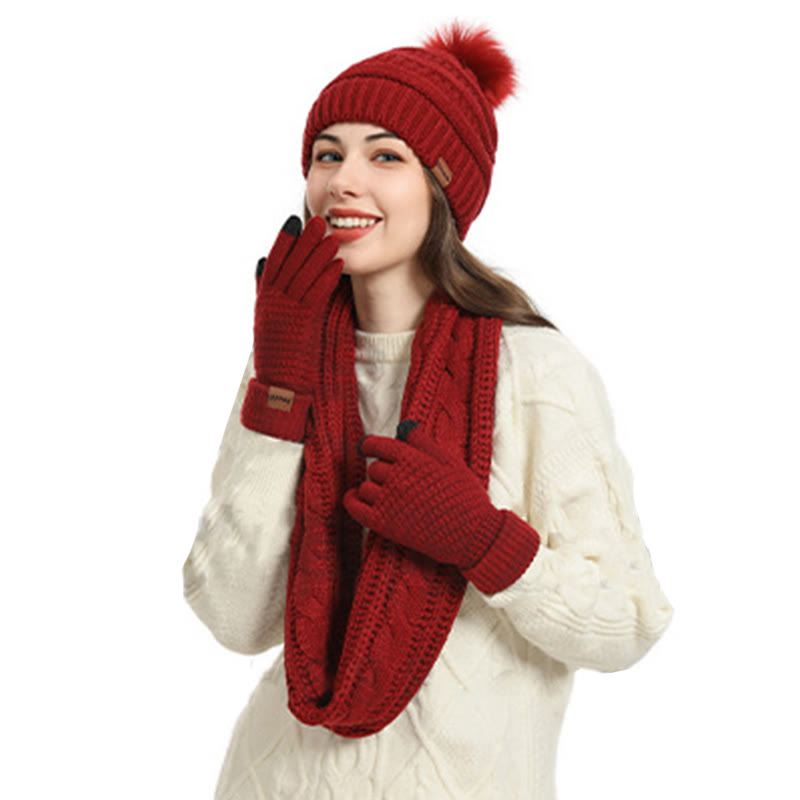 Ensemble 4 en 1 de gants, bonnet, écharpe et chaussettes classiques d'hiver
