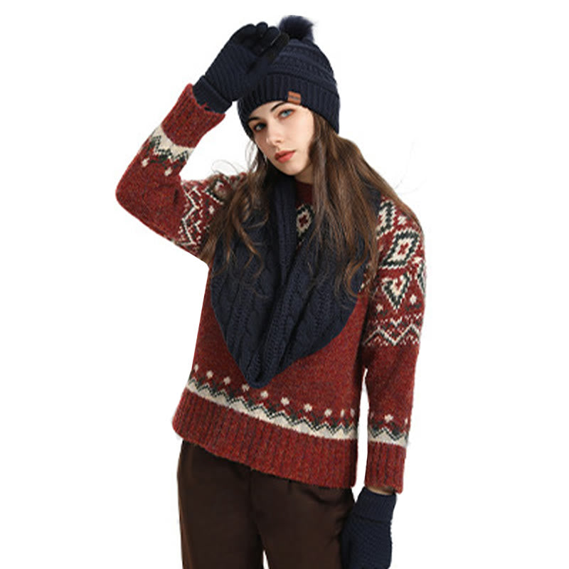 Ensemble 4 en 1 de gants, bonnet, écharpe et chaussettes classiques d'hiver