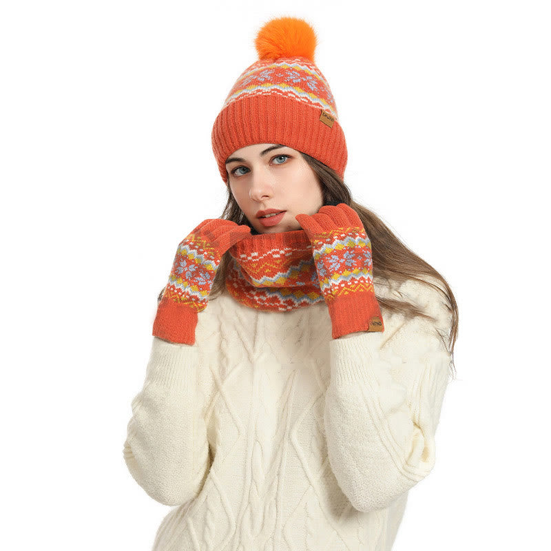 Ensemble 3 en 1 gants, bonnet et écharpe flocon de neige