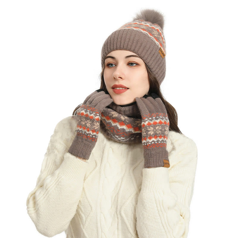 Ensemble 3 en 1 gants, bonnet et écharpe flocon de neige - image 1