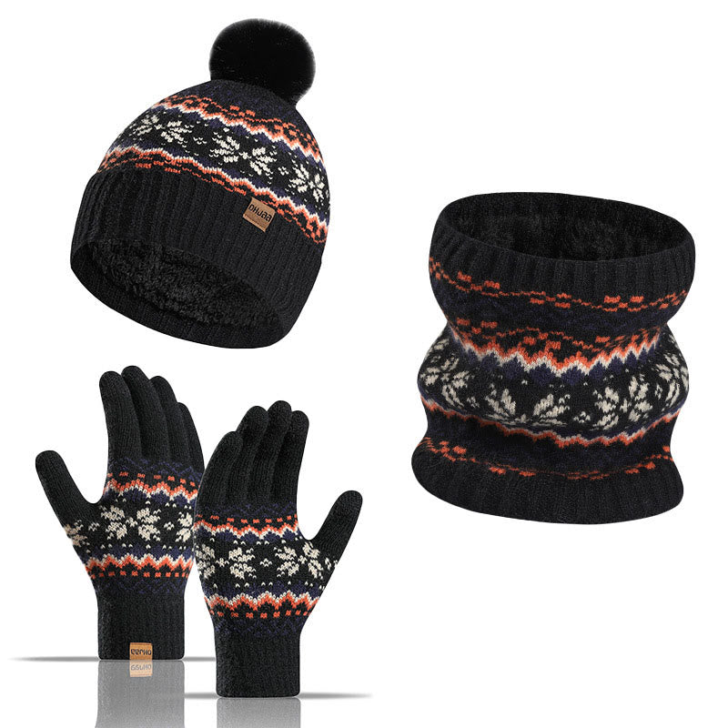 Ensemble 3 en 1 gants, bonnet et écharpe flocon de neige