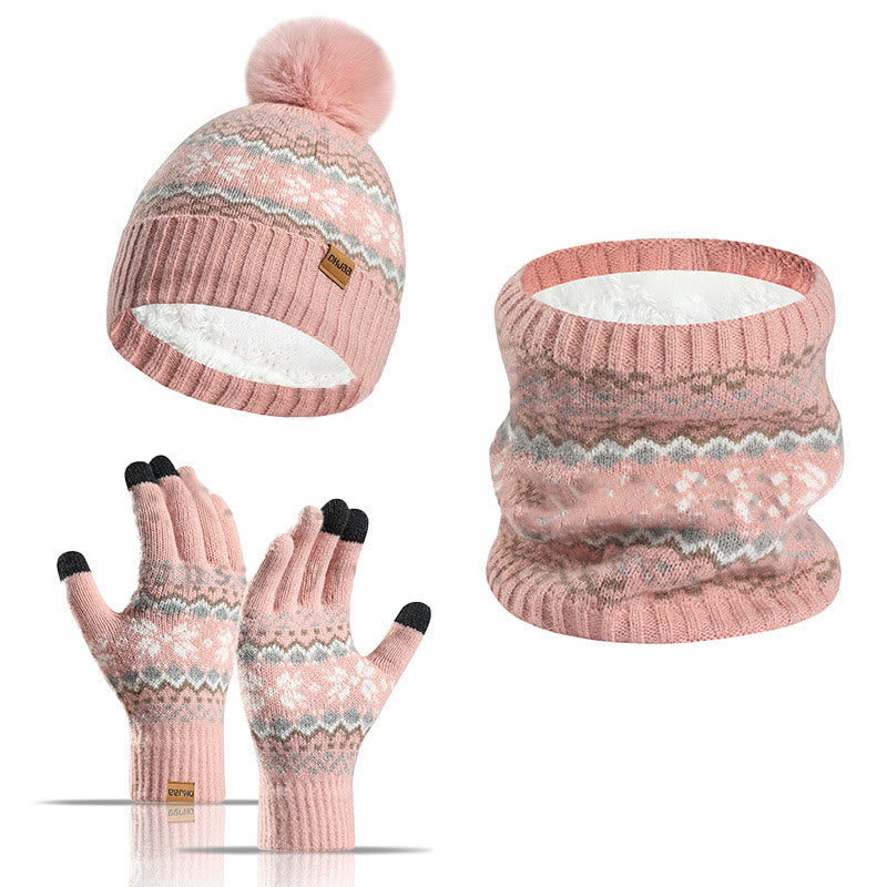 Ensemble 3 en 1 gants, bonnet et écharpe flocon de neige