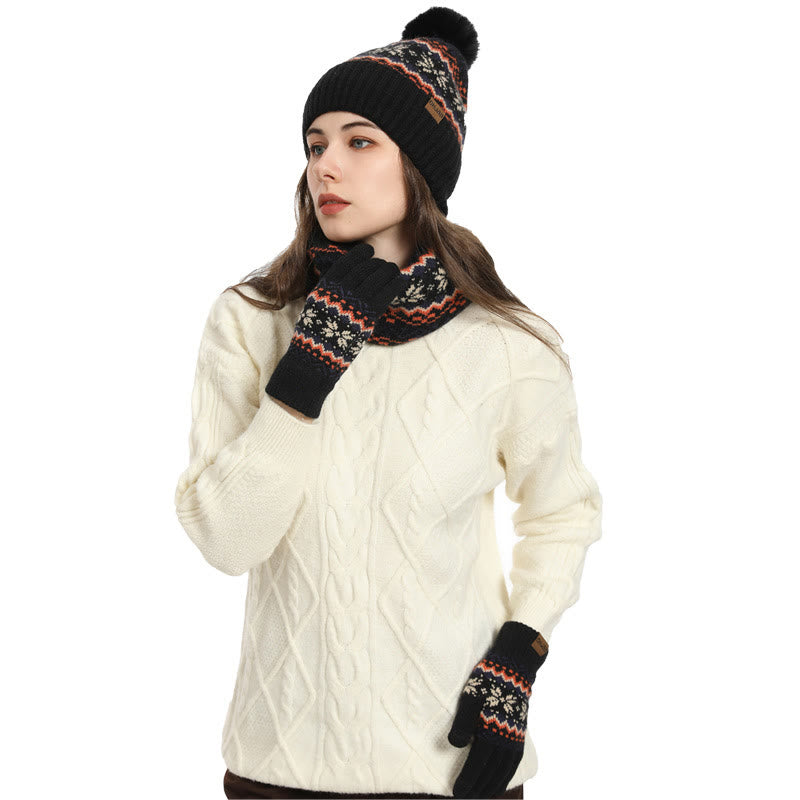 Ensemble 3 en 1 gants, bonnet et écharpe flocon de neige - image 2