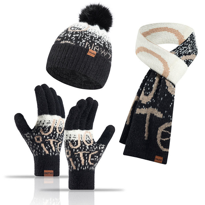 Ensemble 3 en 1 gants, bonnet et écharpe Alphabet - Noir - Taille unique - image 9