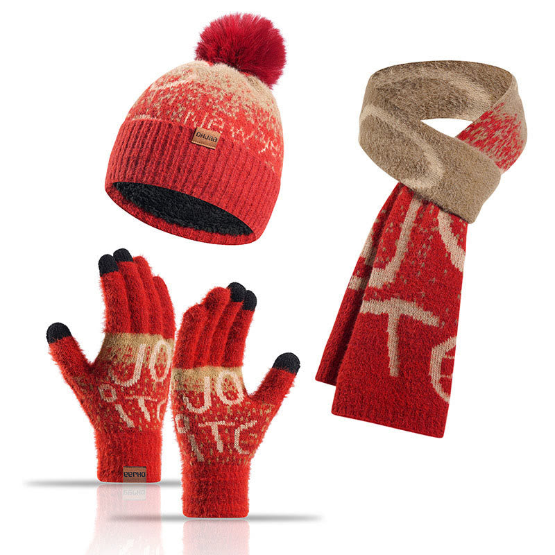 Ensemble 3 en 1 gants, bonnet et écharpe Alphabet - Vin - Taille unique - image 8