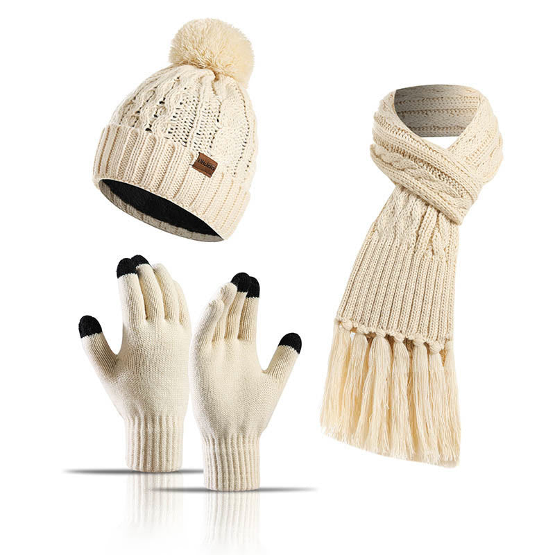 Ensemble 3 en 1 classique assorti : gants, bonnet, écharpe - Beige - Taille unique - image 13