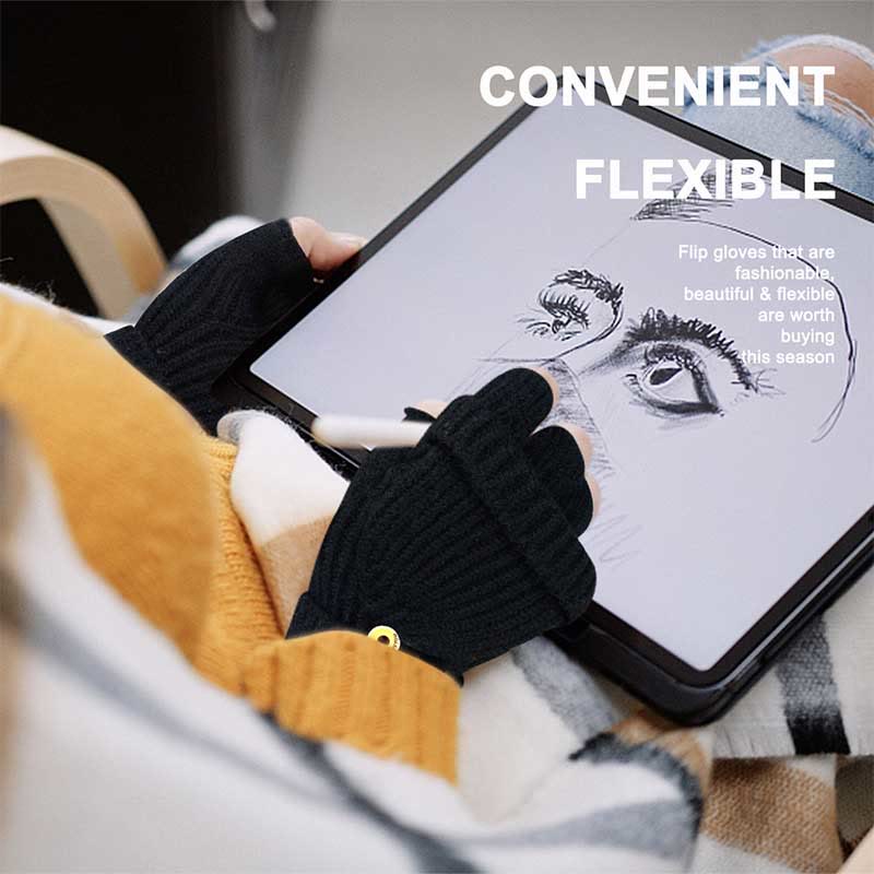 Gants d'hiver chauds tricotés sans doigts