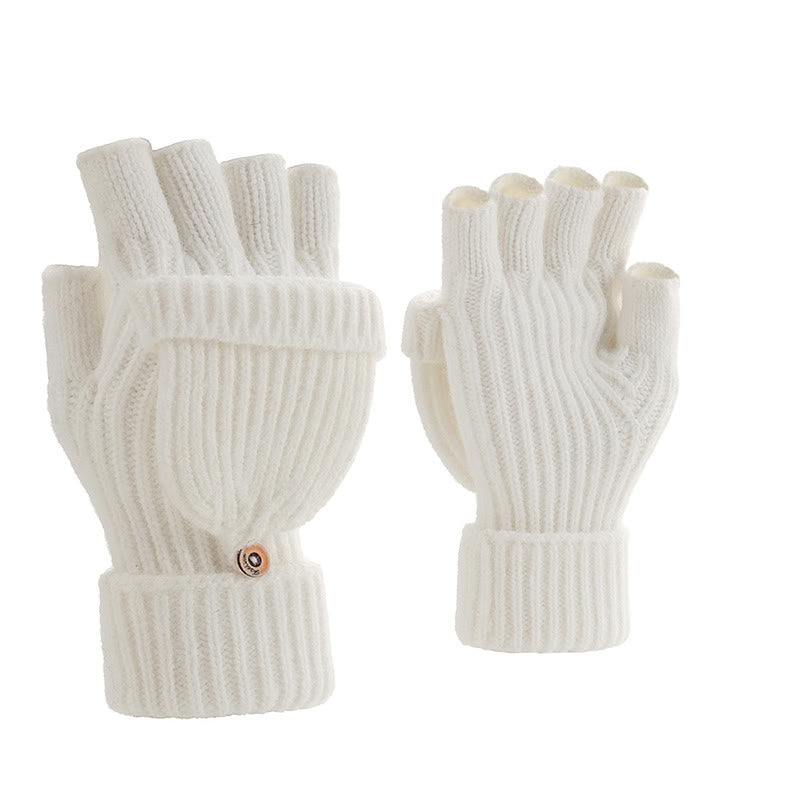 Gants d'hiver chauds tricotés sans doigts - Blanc - Taille unique - image 10