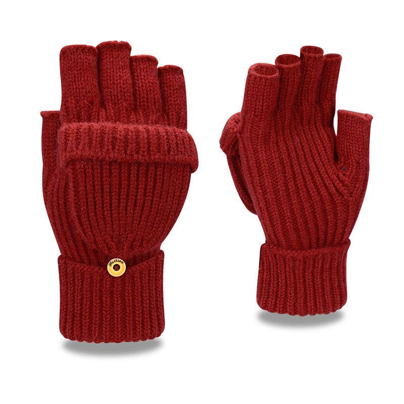 Gants d'hiver chauds tricotés sans doigts - Vin - Taille unique - image 11