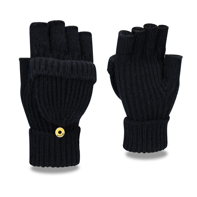 Gants d'hiver chauds tricotés sans doigts - Noir - Taille unique - image 15