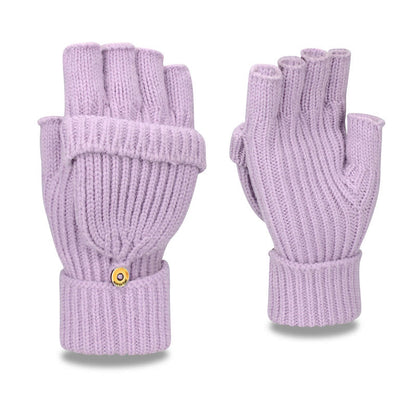 Gants d'hiver chauds tricotés sans doigts - Violet clair - Taille unique - image 12