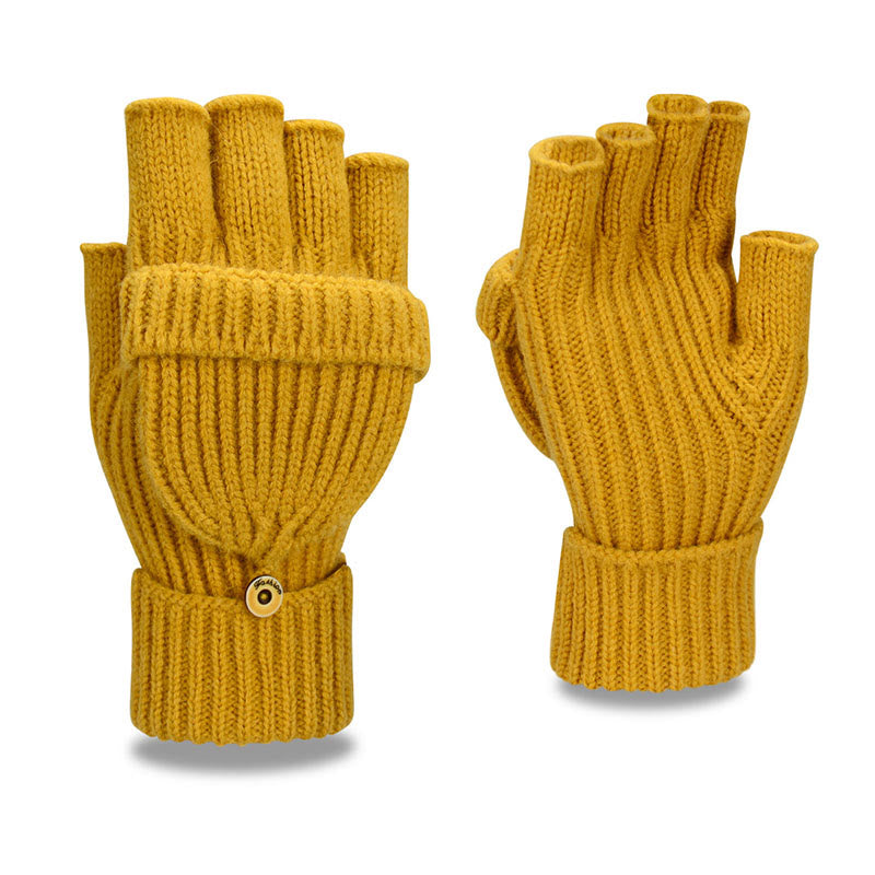 Gants d'hiver chauds tricotés sans doigts - Jaune - Taille unique - image 14
