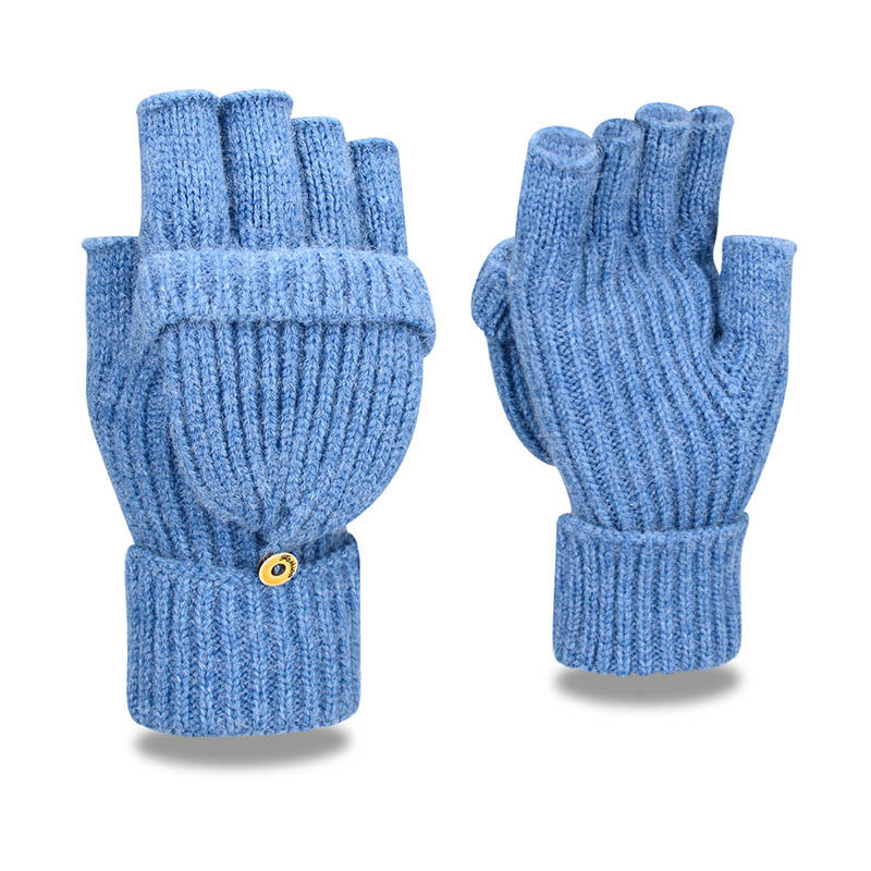Gants d'hiver chauds tricotés sans doigts - Bleu - Taille unique - image 13