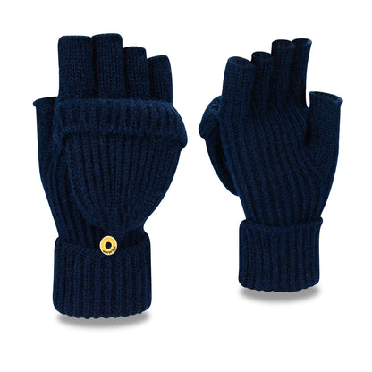 Gants d'hiver chauds tricotés sans doigts - Bleu marine - Taille unique - image 17