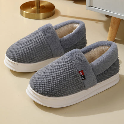 Chaussons d'hiver chauds à semelle épaisse grande taille - Gris - EU 43-44(US 9-10) - image 1