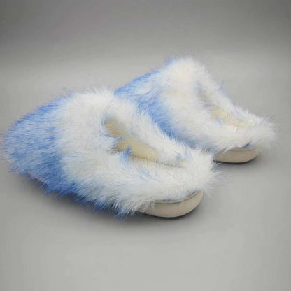 Chaussons en peluche à fourrure longue grande taille - Bleu - EU 42-43 (US 11-12) - image 7