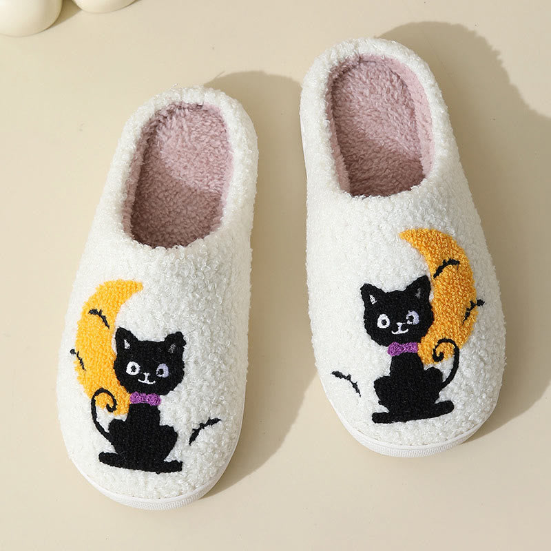 Chaussons chat lune grande taille - Blanc - EU43-44 (US9-10) - image 6