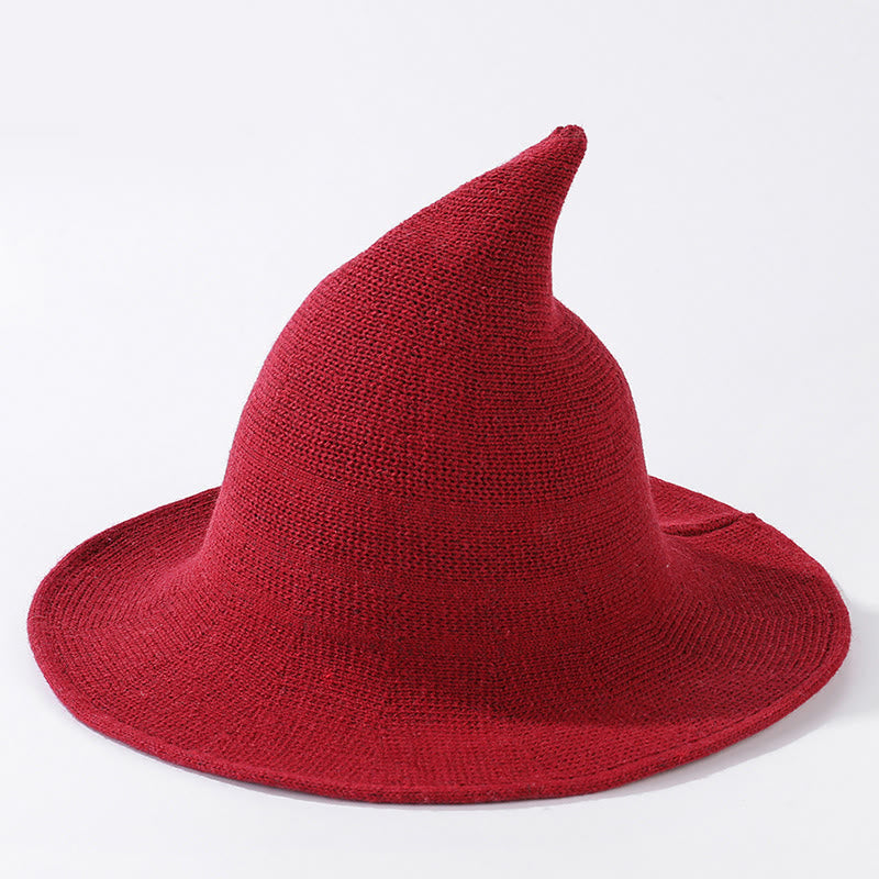 Chapeau de sorcière de couleur unie pour Halloween - Vin - Taille unique - image 10