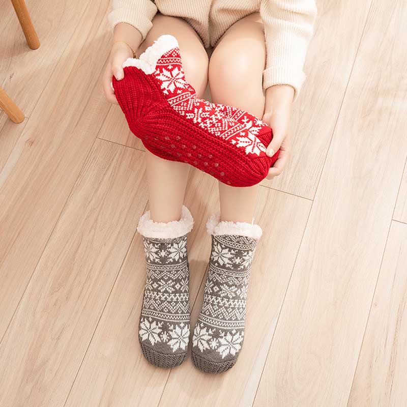 Chaussons-chaussettes grande taille en forme de flocon de neige en V - image 1