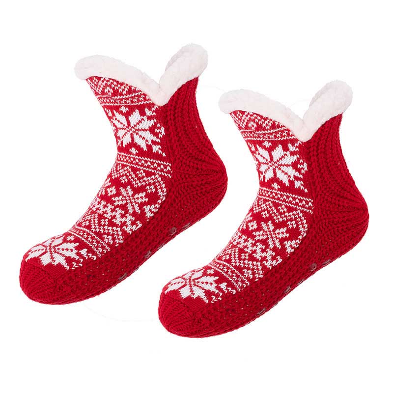 Chaussons-chaussettes grande taille en forme de flocon de neige en V - Rouge - EU36-42 (US3-8.5) - image 9