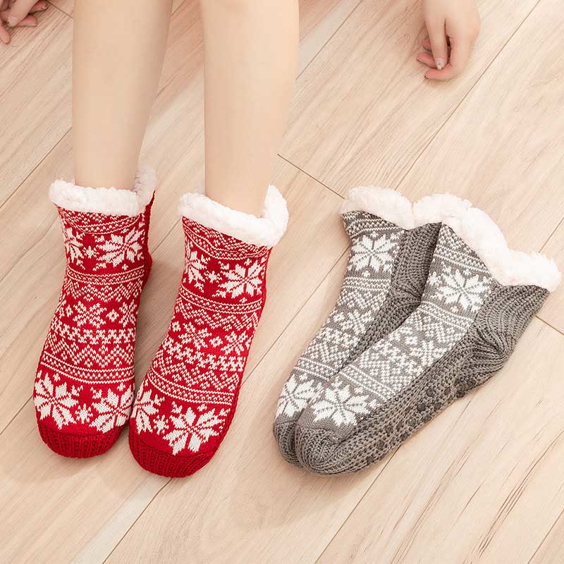 Chaussons-chaussettes grande taille en forme de flocon de neige en V - image 0