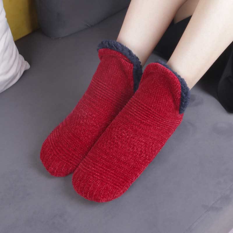 Chaussons-chaussettes grande taille pour dormir à la maison - Vin - EU43-45 (US9-11) - image 4