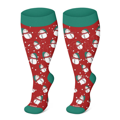 Chaussettes de compression grande taille motif bonhomme de neige, élan, bonhomme en pain d'épices - Rouge - 4XL - image 3