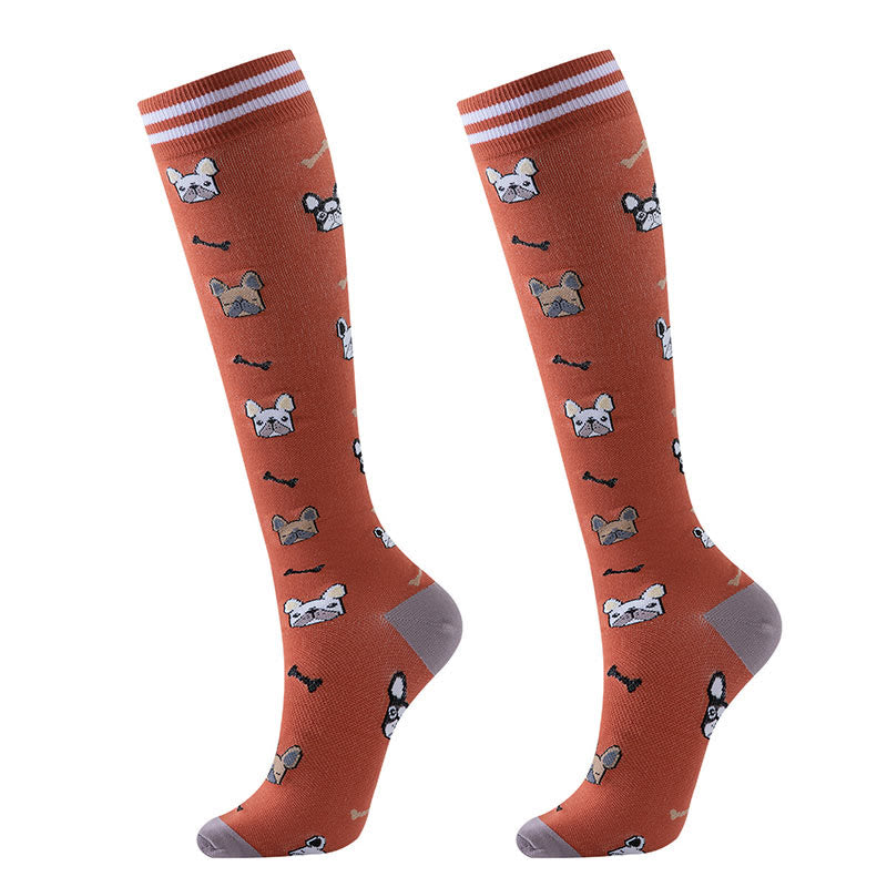 Chaussettes de compression à motif Purple Puppy (6 paires) - image 2