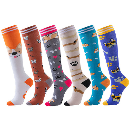 Chaussettes de compression à motif Purple Puppy (6 paires) - Multicolore - S/M - image 1