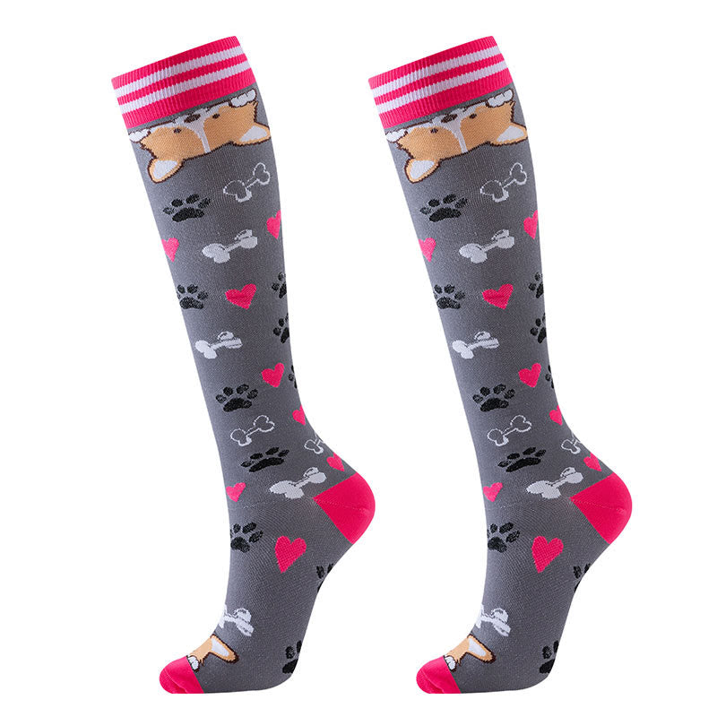 Chaussettes de compression à motif Purple Puppy (6 paires) - image 5
