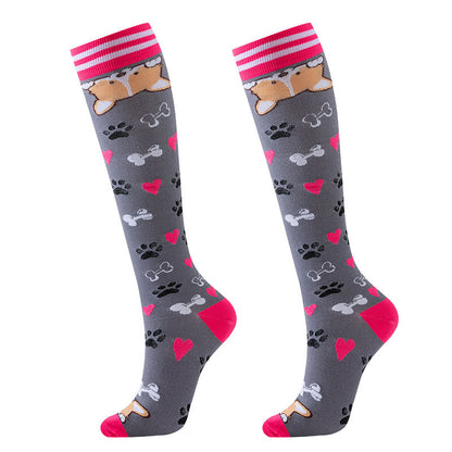 Chaussettes de compression à motif Purple Puppy (6 paires) - image 5