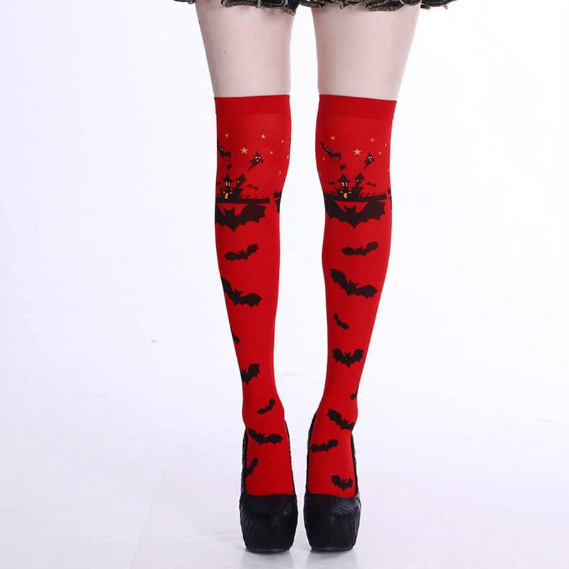 Chaussettes hautes motif chauve-souris hantées d'Halloween (5 paires) - image 5