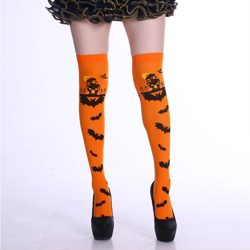 Chaussettes hautes motif chauve-souris hantées d'Halloween (5 paires) - image 3