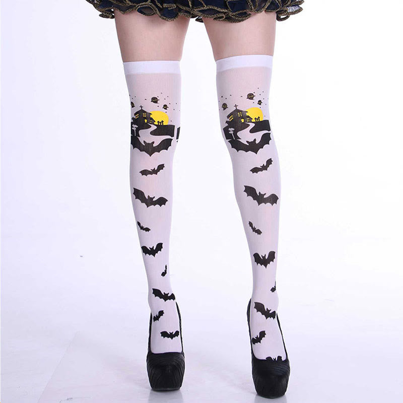 Chaussettes hautes motif chauve-souris hantées d'Halloween (5 paires) - image 1