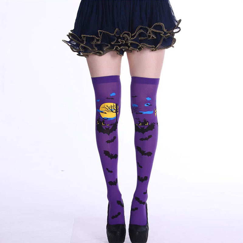 Chaussettes hautes motif chauve-souris hantées d'Halloween (5 paires) - image 4