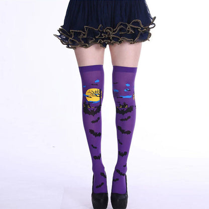 Chaussettes hautes motif chauve-souris hantées d'Halloween (5 paires) - image 4