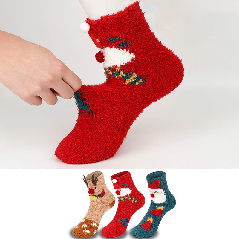 Chaussettes de Noël chaudes en polaire corail (3 paires) - image 0