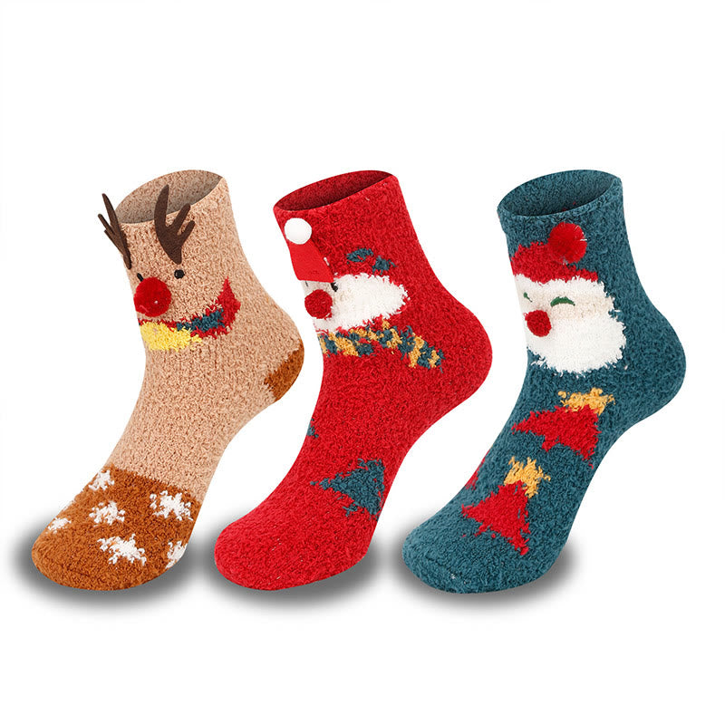 Chaussettes de Noël en polaire corail grande taille (3 paires) - image 3