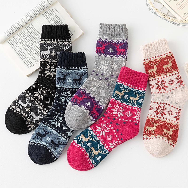 Chaussettes de Noël série Elk Quarter (5 paires) - Multicolore - EU37-40 (US4-7) - image 0