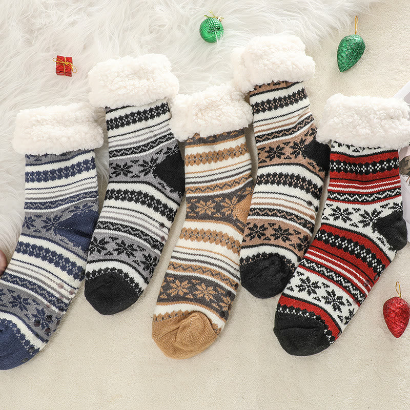 Chaussettes pantoufles assorties à motif flocon de neige grande taille (2 paires) - image 7