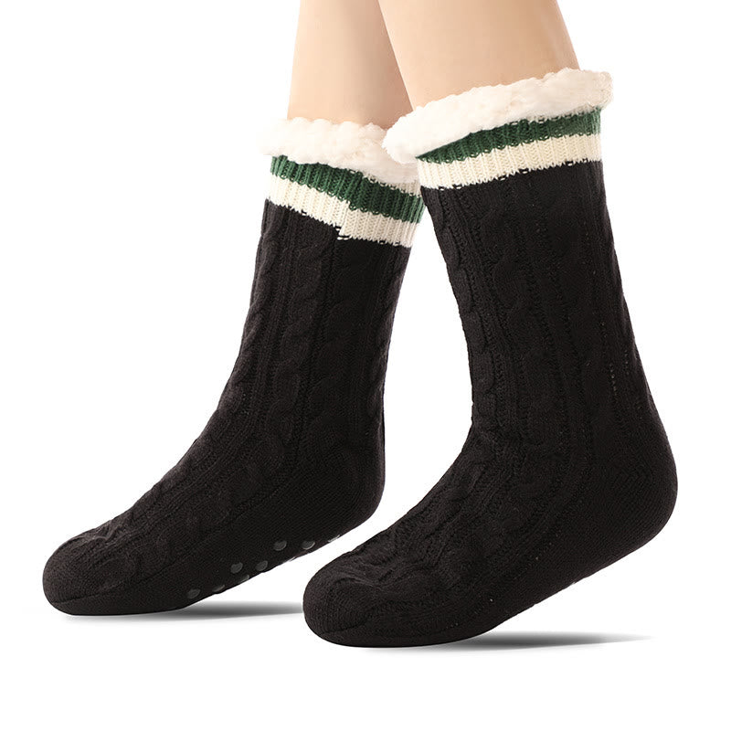 Chaussons-chaussettes en cuir d'agneau de couleur pure - Noir - EU37-40 (US4-7) - image 1