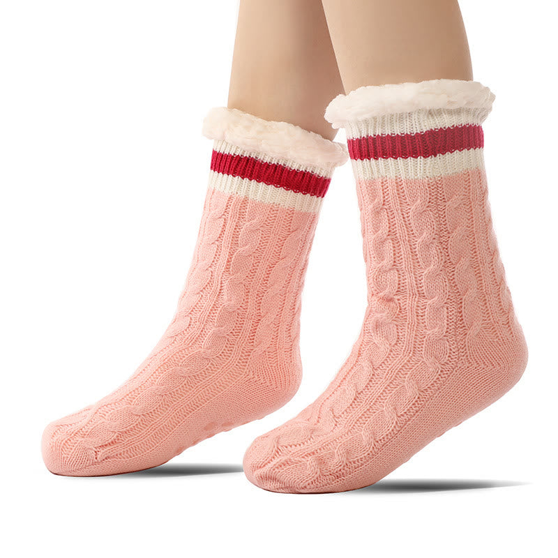 Chaussons-chaussettes en cuir d'agneau de couleur pure - Rose - EU37-40 (US4-7) - image 5