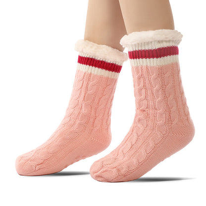 Chaussons-chaussettes en cuir d'agneau de couleur pure - Rose - EU37-40 (US4-7) - image 5